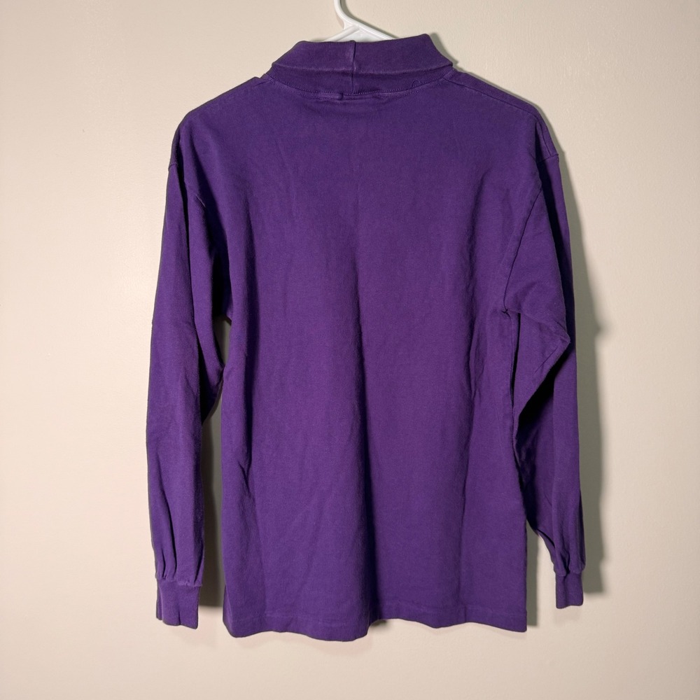 Vintage B-Cool Sportswear Purple Mock Neck Long Sleeve Paw Print Top Women Small - Picture 7 of 7